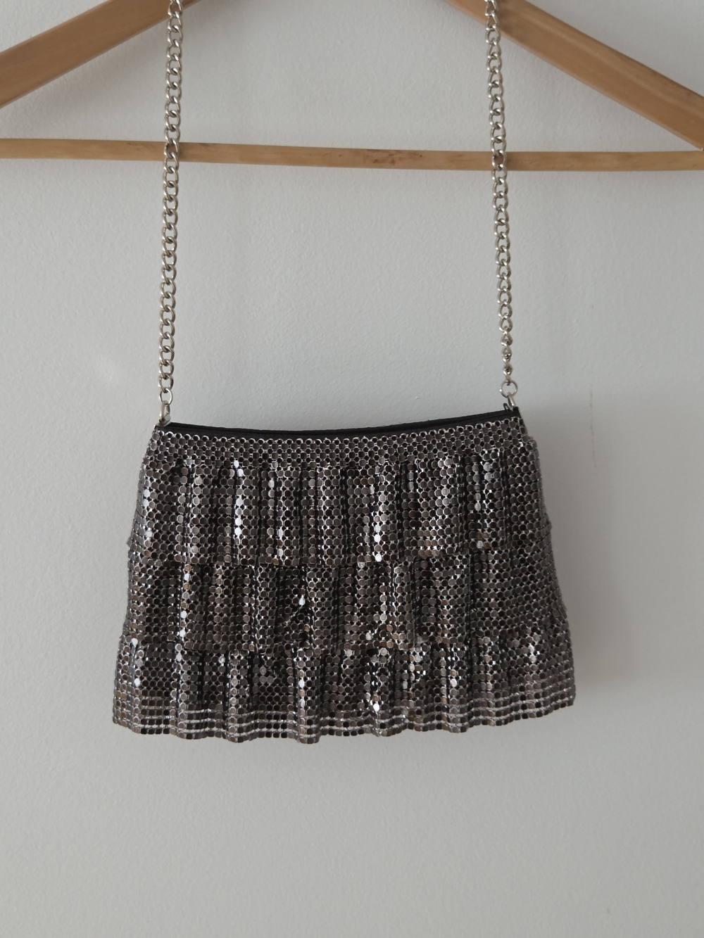 Vintage Zara Metallic Sequin Mini Shoulder Bag with Chain Strap